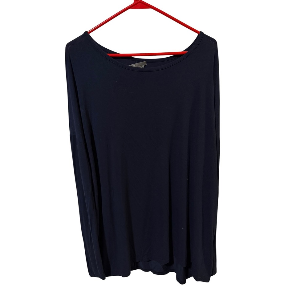 Vince Size Small Navy Blue Micromodal Long Sleeve Boat Neck Oversized Top